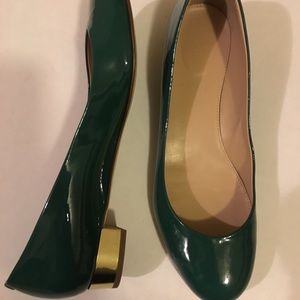 Jcrew janey green patent leather heels